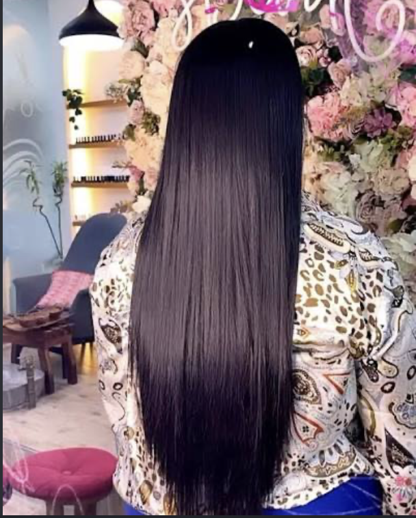 Long, silky straightened hair at Senayt Beauty Salon